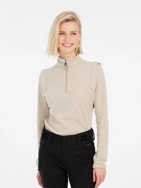 PRTIVORY 1/4 zip active top BambooBeige